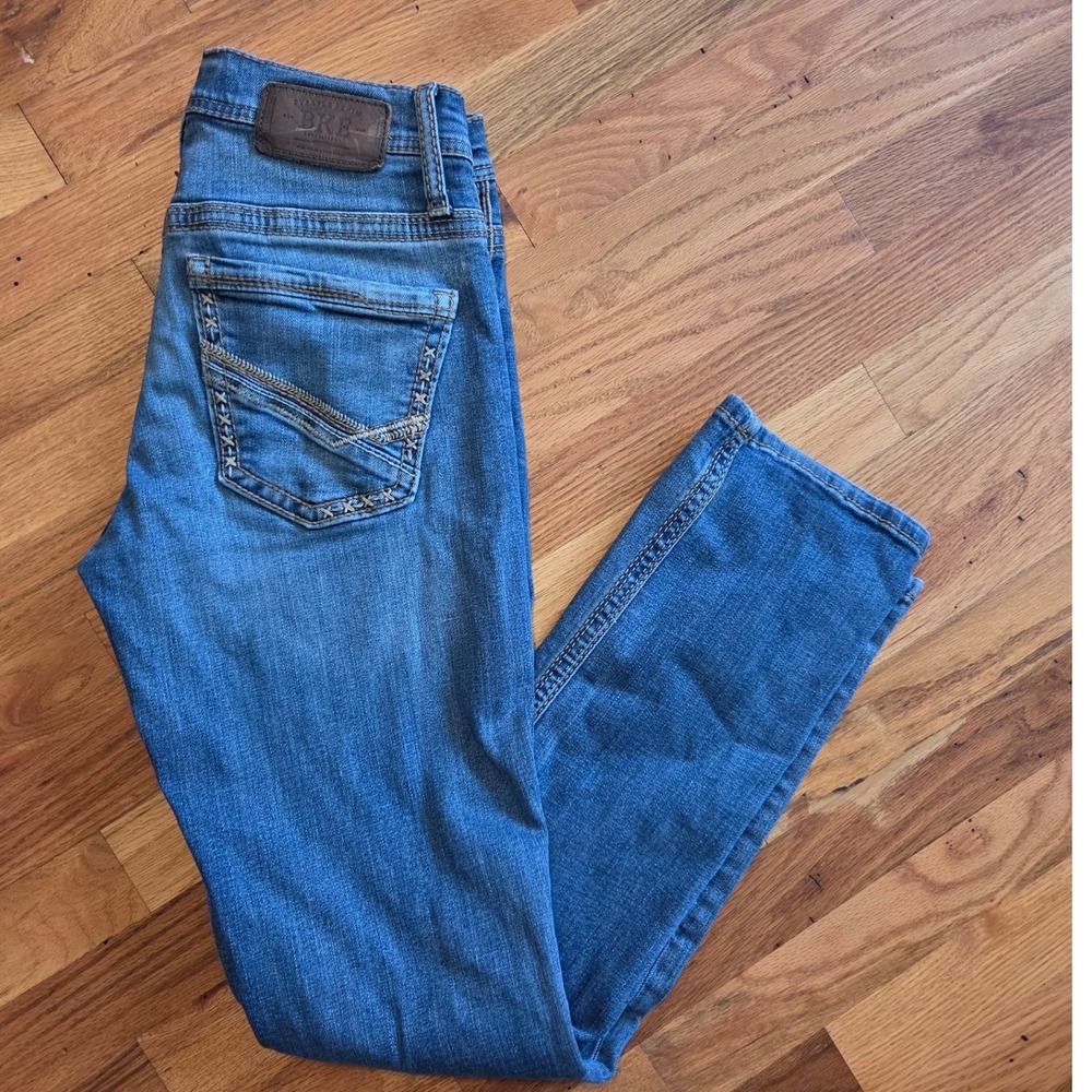 BKE Jake Straight Leg Jeans Mens 29x32 Medium Wash Embroidered Pockets Denim